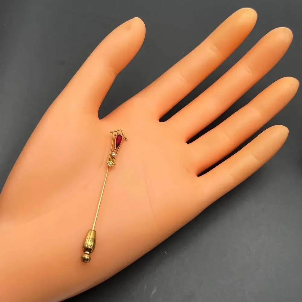 Antique Victorian 10kt Gold Paste Stone Stick Pin